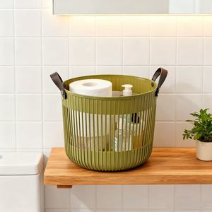 Laundry <b>Baskets</b> Round Durable Clothes Organizer Storage <b>Basket</b> For Bathroom Household Use - Product Image 4