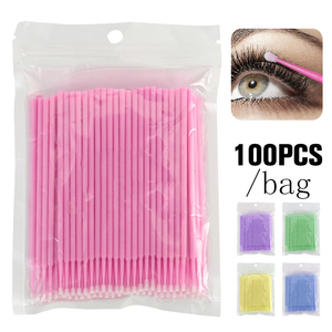 100pcs Disposable <b>Micro</b> Cotton Swab Brushes Plastic Handle False Eyelash <b>Extension</b> Tool - Product Image 4