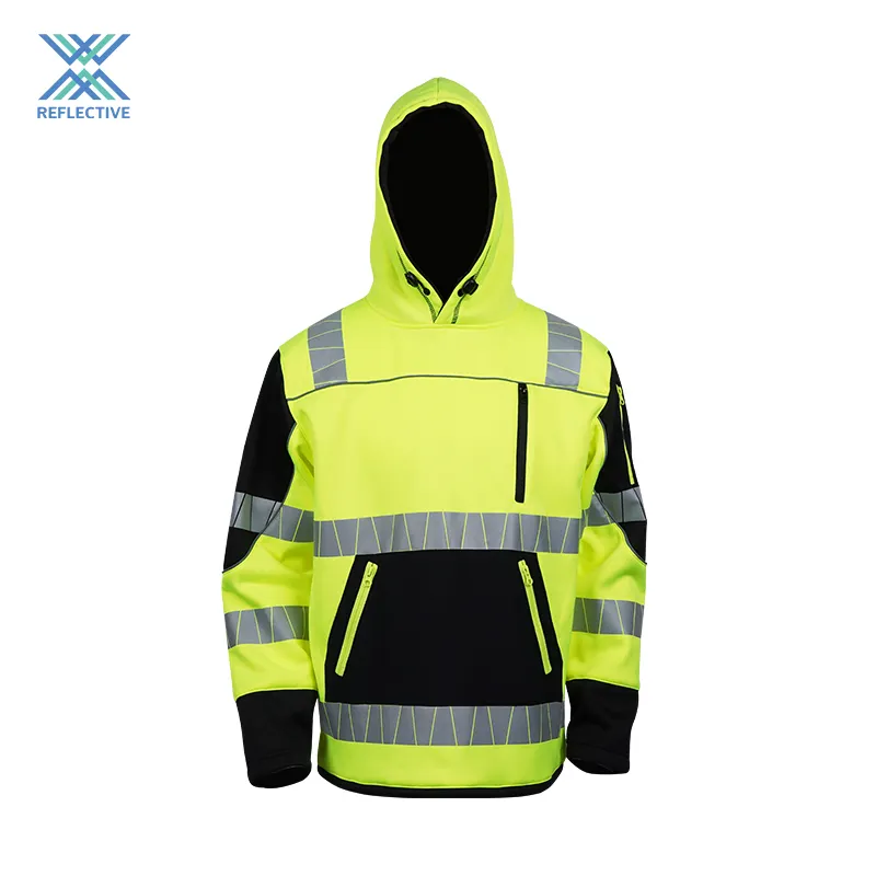 Lx nóng bán cao khả năng hiển thị an toàn phản quang hoodie Waring hi-vis an toàn làm việc Coat với dải phản quang