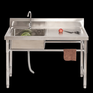 Stainless Steel Single Bowl <strong>Sink</strong> With Worktable Commercial Restaurant <strong>Outdoor</strong> <strong>Kitchen</strong> <strong>Sink</strong> - Product Image 3