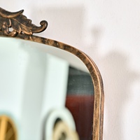 Miroir mural en métal cintré artisanal ART NEST, style baroque orné vintage, 35,43" de large x 29,13" de long, bronze antique vieilli