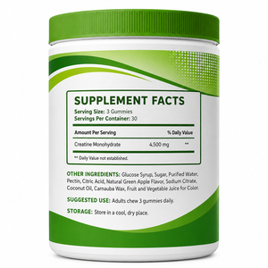 Private Label Adult <b>Creatine</b> <b>Monohydrate</b> Green Apple Micronized Gummy Candy Electrolyte Halal Certified Immunity Support Energy - Product Image 6