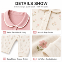 Setelan Bayi 2 Potong Bahan Katun, Cardigan Kancing Lengan Panjang dengan Celana Elastis, Motif Lucu, OEM/ODM Grosir