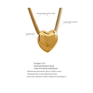 JINYOU 274 rantai ular <span class=keywords><strong>2025</strong></span> datar baja tahan karat liontin cinta hati 18k kalung lapis emas tekstur hadiah perhiasan romantis - Product Image 6