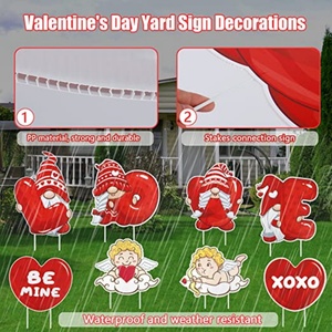 Letreros Decorativos para Jardín del Día de San Valentín con Gnomos y Diseño de Corazón de Cupido, Material PP, Tamaño y Color Personalizables - Product Image 2