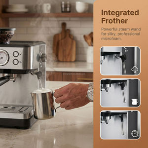 Machine à café intelligente en acier inoxydable, entièrement automatique, avec broyeur intégré, pour expresso et café filtre, pression vapeur 20 bars - Product Image 2