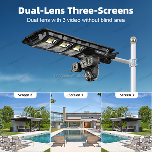 Hongnaer 8MP لاسلكية 3 فيديو عدسة مزدوجة تعمل بالطاقة الشمسية كاميرا IP V380 Pro 4K واي فاي الأمن CCTV الشمسية ضوء الشارع الكاميرا - Product Image 3