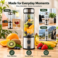 Mixeur portable puissant en acier inoxydable, presse-agrumes électrique avec lames haute vitesse pour smoothies, milkshakes, boissons aux fruits, voyage