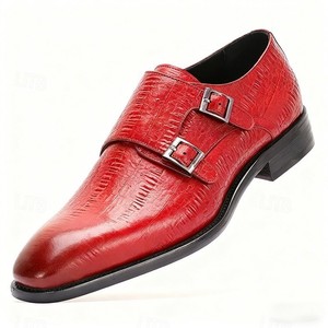 รองเท้าแบบ Monk Strap สำหรับผู้ชาย หนังแท้ หัวแหลม สายรัดหัวเข็มขัด เหมาะสำหรับใส่ทำงาน ใส่ได้ทุกฤดู แฟชั่นทันสมัย สีพื้น - Product Image 4