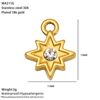 UJBOX Breloques Étoiles Mignonnes en Acier Inoxydable Plaqué Or 18K PVD avec Zircon Incrusté, Composant de Bijoux DIY, Vente en Gros