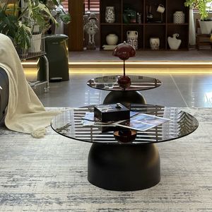 Tempered Glass <b>Round</b> Coffee <b>Table</b> Minimalist Design For Living Room Small Apartment Use - Product Image 4