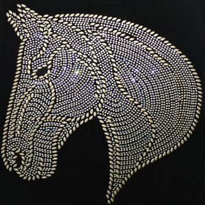 Patch thermocollant intemporel tête de <span class=keywords><strong>cheval</strong></span> en strass, motif chevalier en cristal pour tenue assortie de couple, cadeau d'anniversaire pour amoureux, fournisseur - Product Image 1