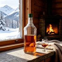 Mini bouteille de vin, vodka, brandy, gin, spiritueux, liqueur en céramique dorée en forme d'étoile de 250 ml avec bouchon