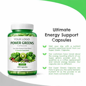 Capsules de Power Greens en marque privée, mélange de 9 superaliments, stimulant énergétique, logo personnalisé OEM, capsules de Power Greens - Product Image 5