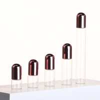 Botol Roll On Kaca Mini Rose Gold 1ml 2ml 3ml 5ml 10ml Ukuran Kecil Portabel untuk Parfum, Minyak, Kosmetik dengan Tutup Plastik Bulat