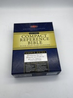 Bible de référence compacte en cuir NKJV, en papier, avec fermeture à pression, présentée dans une boîte, impression de livre