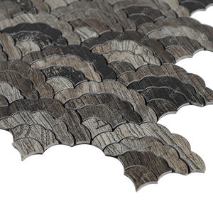 Noir et gris foncé couleur grain de bois nuage forme mosaïque peler bâton carreaux muraux autocollant en aluminium pour cuisine salon décoration murale - Product Image 3