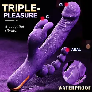 G Spot Rabbit Vibrator For Women 3 In 1 Sex Toy Adult With10 Vibrating Modes Massage Stick Clitoris Stimulation Dildo Anal Toy