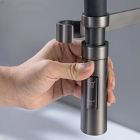 Robinet de cuisine gris anthracite en acier inoxydable 304, moderne et minimaliste, pour eau chaude et froide, à poser sur évier, pour lave-vaisselle, transfrontalier