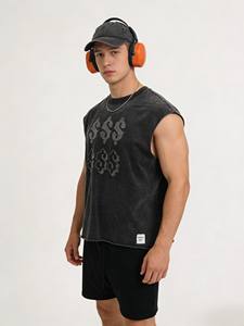 Мужская спортивная майка без рукавов с индивидуальным дизайном из страз, хлопок, полиэстер, спандекс, для фитнеса и тренировок - Product Image 1