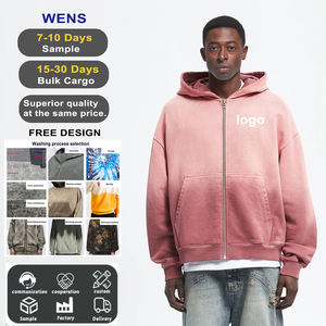 Personalizado hombres Vintage 100% algodón contraste puntada en blanco peso pesado de gran tamaño Sun Faded ácido piedra lavado desgastado fábrica de sudaderas <span class=keywords><strong>con</strong></span> capucha - Product Image 1