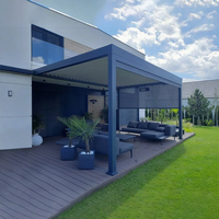 Auvents rétractables motorisés en polyester durable avec capteur de vent, système d'ombrage extérieur pour la protection de la vie privée dans le jardin