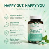 Gummies prébiotiques et probiotiques à marque privée, véganes, à la pectine, pour la santé intestinale, l'équilibre digestif, le renforcement immunitaire, saveur naturelle de baies
