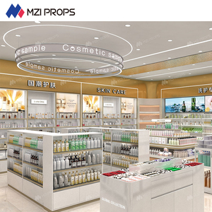 02-dyas014 thương hiệu cửa hàng bán lẻ thiết kế nội thất trắng-vàng trang điểm cửa hàng hiển thị đồ nội thất cho mỹ phẩm thiết kế cửa hàng - Product Image 1