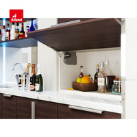 AllandCabinet Armoire de cuisine entièrement personnalisée Style contemporain Plat Grain de bois PVC MDF Laque Marbre/Stratifié Usage domestique