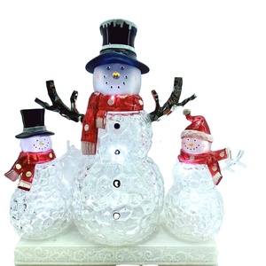 Decoración navideña <span class=keywords><strong>de</strong></span> la mejor calidad, LED acrílico, tres muñeco <span class=keywords><strong>de</strong></span> nieve con música y luz led para decoración <span class=keywords><strong>de</strong></span> escritorio - Product Image 1