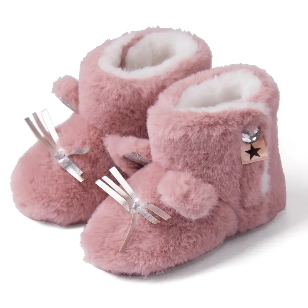 Winter Thick Plush Bootie Women Teen Girls Cozy Indoor Slippers High-Top Pull on Shoes Lightweight Anti-Slip Ankle Boots