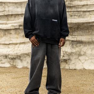 Sudadera con Capucha Desgastada, con Logotipo Personalizado, Lavada al Sol, con Borde Deshilachado, Estilo Vintage, Fabricantes de Sudaderas con Capucha para Ropa Personalizada - Product Image 5