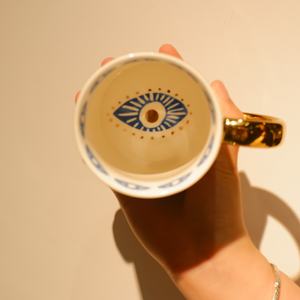 Tazze di ceramica di porcellana di <span class=keywords><strong>caffè</strong></span> dorato di lusso dell'occhio di cristallo della pietra preziosa naturale all'ingrosso - Product Image 2