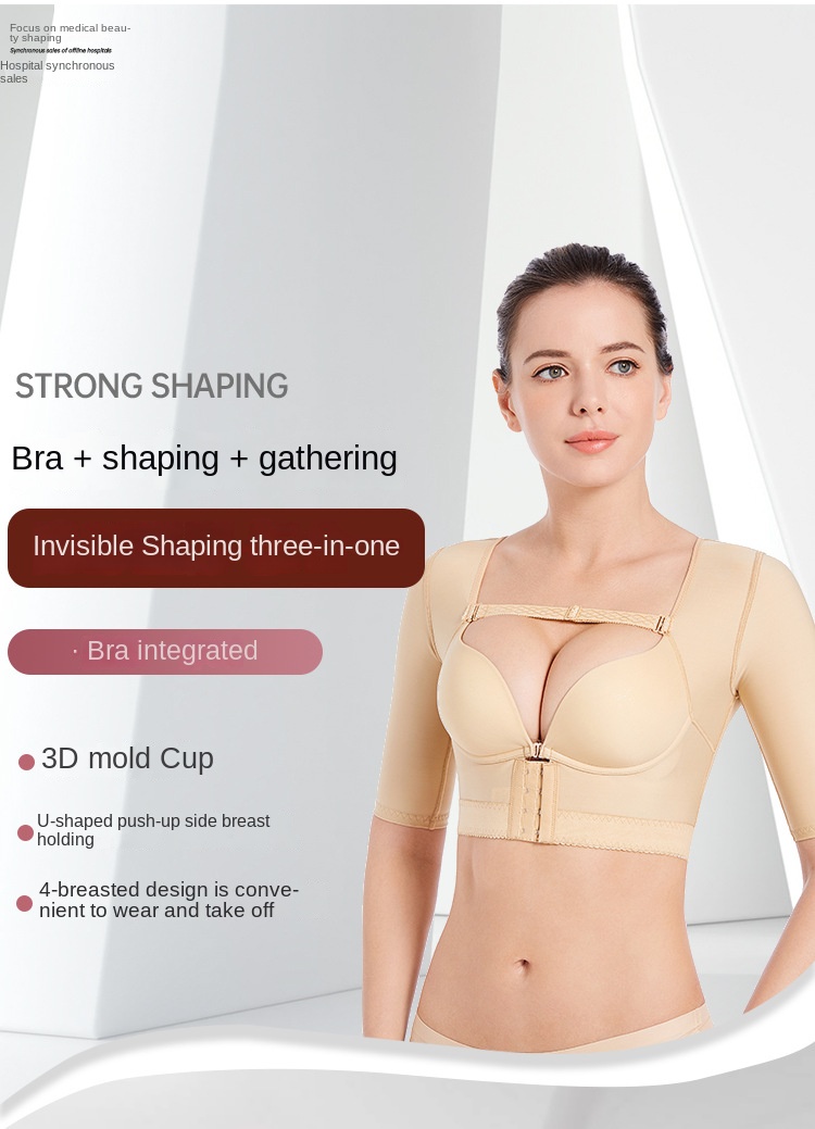 ZOYIAME Women Post-Liposuction Tops Medical Arms Post Surgical Support Bra 3D Push Up Breast Long Sleeve Back Support OP Vest