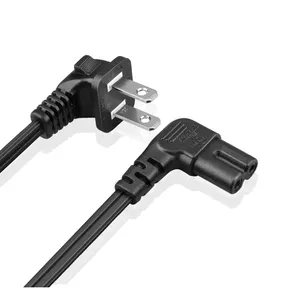 2-Slot Polarized Right Angle Power Cord IEC-60320 IEC320 C7 to NEMA 1-15P Long 6ft 2 Prong AC Wall Cable