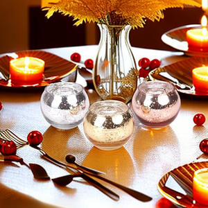 Promoción navideña, candelabro de cristal alto galvanizado con logotipo personalizado, decoración tipo cuenco resistente al calor - Product Image 4