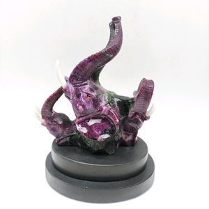 งานแกะสลักรูปช้างจากหินรูบี้โซไซต์สุดหรู ขนาด 120x90x160 มม. หินธรรมชาติ เหมาะสำหรับเป็นของขวัญทางธุรกิจ - Product Image 1