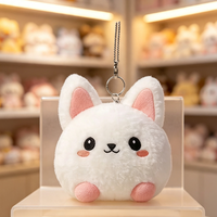 Porte-clés en peluche lapin rond et moelleux OEM ODM, pendentif de sac en peluche douce, porte-clés jouet en peluche personnalisé pour enfants, souvenir