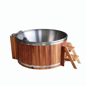 Bain à remous extérieur en bois de séquoia avec revêtement en acier inoxydable 304 pour bain froid - Product Image 6