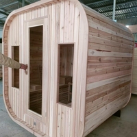 Sauna Kubus Luar Ruangan Kayu Cedar Merah Kanada Kelas Atas untuk 2-4 Orang, Sedang Diskon