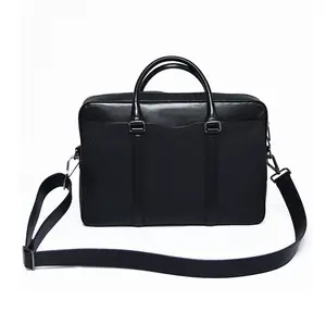 Custom waterproof black leather crossbody travel business bag briefcase laptop business bag for suitcase