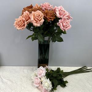 Precio al por mayor decoración al aire libre Real Touch látex rosas rojas ramo de flores artificiales para Navidad boda telón de fondo Decoración - Product Image 6
