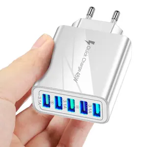 Wholesale US/EU/UK 48W 5-Multi Port Charge Block 3.1A Fast Charger Adapter Universal Charge Plug