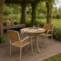 Table et chaises d'extérieur en acier au carbone de style européen, résistantes au soleil, pour enfants, jardin et cour familiale