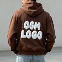 Hoodie Katun Customizable Polos dengan Saku Depan, Lengan Panjang, Set Hoodie Pria, Cetak Puff, Cetak Busa