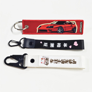 Llavero con etiqueta de tela de doble cara con logotipo personalizado de locomotora, colgante decorativo personalizado - Product Image 2