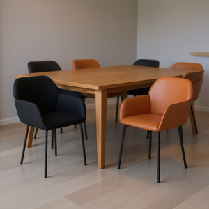 Sedia da Pranzo Moderna Imbottita in Tessuto Nero con Gambe in Metallo, Arredamento per la Casa - Product Image 2