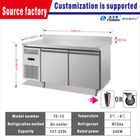 Table de travail réfrigérée à double porte en acier inoxydable CE CCC CB, réfrigérateur-banc de travail pour restaurant, marché, bar, conservation des aliments frais