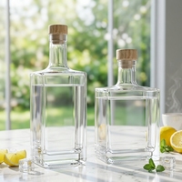 Botol Minuman Keras Kaca Persegi Kosong 100ml 375ml 500ml Persegi Panjang Semprot Warna Abu-abu Cetak Logo Botol Vodka Gin Rum Kemasan