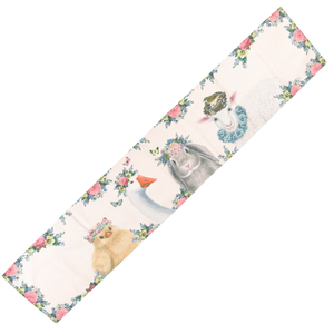 Chemin de table floral en aquarelle crème avec lapin, agneau, canard et poussin pour le brunch de Pâques, fête de printemps, décoration de table en gros - Product Image 2